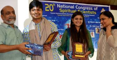 Hitesh and Shubhangi Felicitated at National Congress of Spiritual Scientists, Dehradun